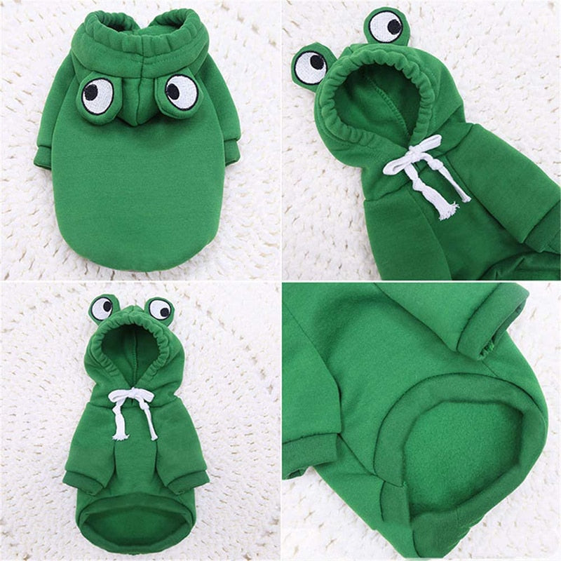 FroggieFashion™: Sudadera con capucha para perros pequeños/medianos.