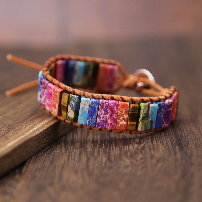 RadianteHarmony™:Pulsera Piedra y Cuero Multicolor