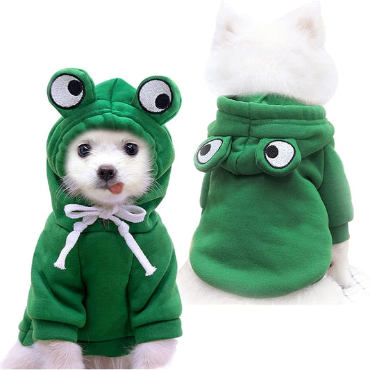 FroggieFashion™: Sudadera con capucha para perros pequeños/medianos.