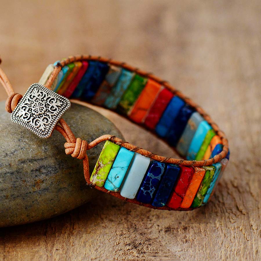 RadianteHarmony™:Pulsera Piedra y Cuero Multicolor